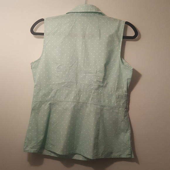 Ann Taylor polka dot mint green sleveless top Sz10 - Picture 5 of 6